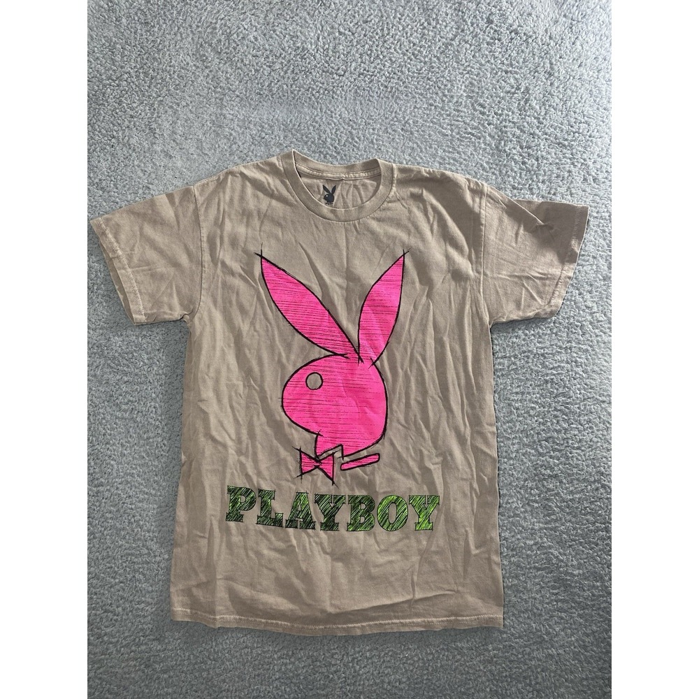 Playboy Bunny Taupe Short Sleeve Graphic‎ Tee Unisex Size Small